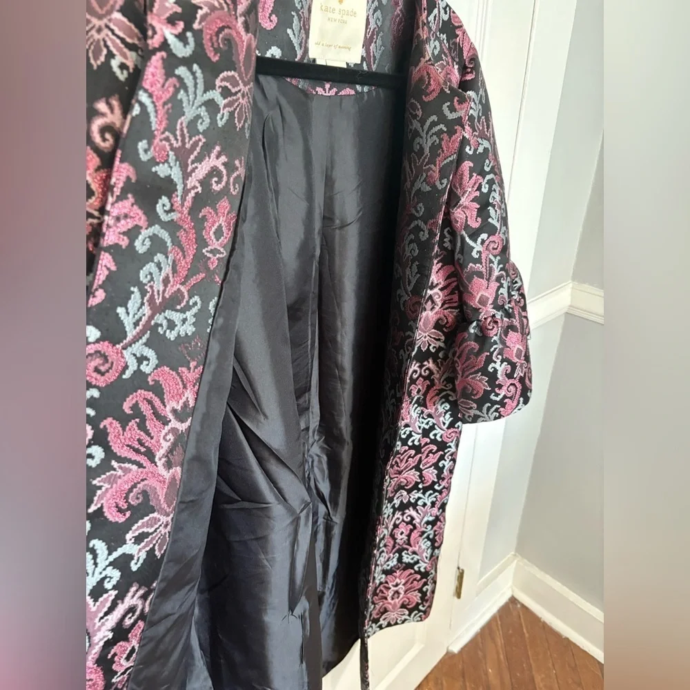 Kate Spade Finer Things Tapestry Jacquard Jacket – Size 14 – Metallic Blue/Pink - Picture 11 of 13
